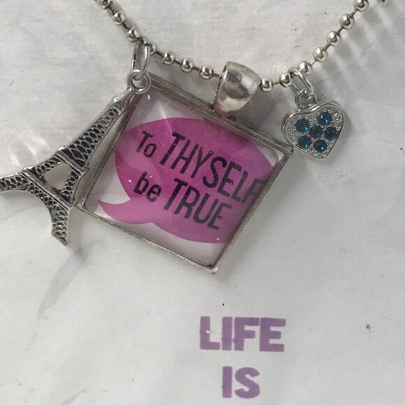 NEW Pendent Necklace with 2 charms and a 24 inch chain.  To Thyself be true - Picture 2 of 6